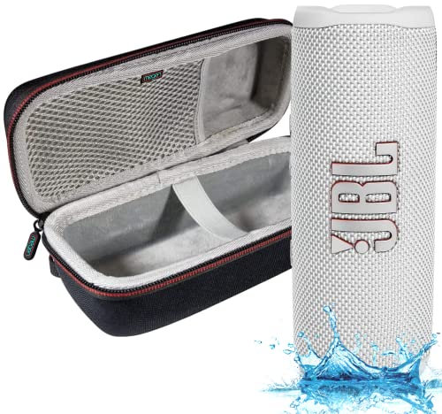 JBL Flip 6 - Waterproof Portable Bluetooth Speaker, Powerful Sound and deep bass, IPX7 Waterproof, 12 Hours of Playtime with Megen Hardshell Case - White