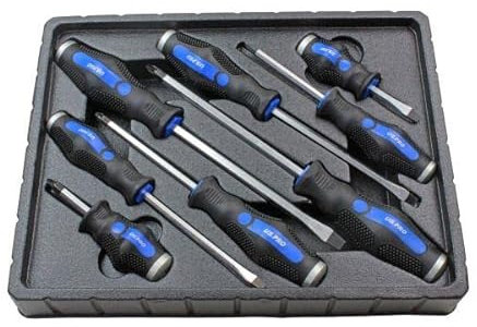US PRO Tools 8pc Go-Through Screwdrivers Set Pozidriv & Flat Head Screwdrivers 1619