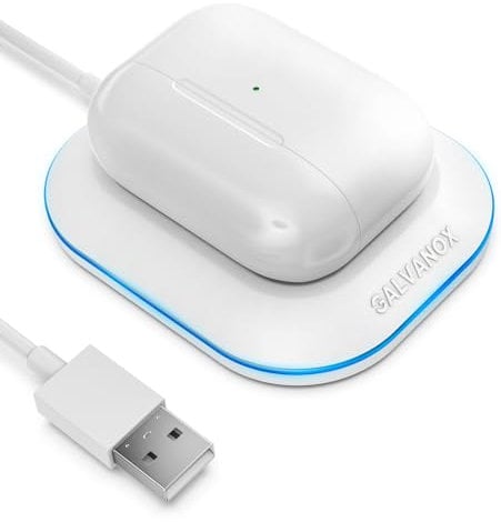 Galvanox Magnetic AirPods Wireless Charger - Compatible with AirPods Pro, 2, and 3 (White)