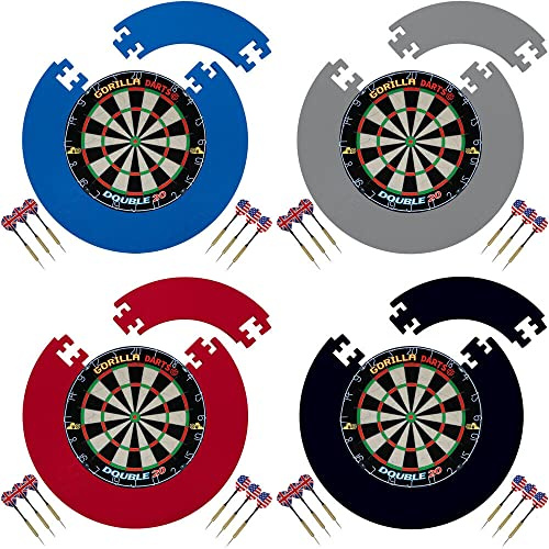 Gorilla Darts Double 20 Dartboard & EVA Puzzle Dartboard Surround Set Blue + Free Darts (RED)