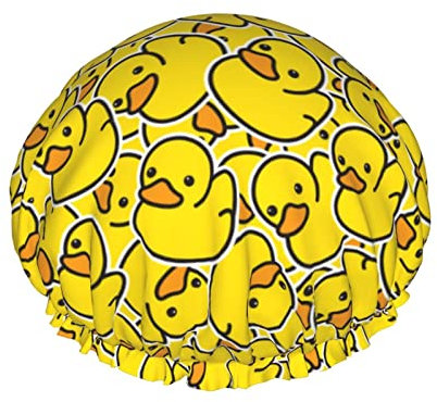 Yellow Rubber Ducks Shower Caps For Women,Waterproof Reusable Shower Hair Caps Bath Caps Turban Shower Cap For Girls