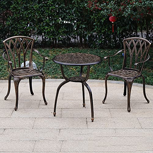Bistroset aus Aluminiumguss Stabile Sitzgarnitur Antik Balkonset: 1 Gartentisch und 2/4 Stühle, wetterfestes Gartenset, im Retro-Stil, Wartungsfrei, leicht, mit Handläufen Grand Patio Bistro Set