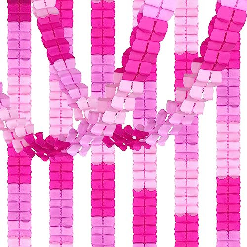 Ghirlande Rosa, 6pcs Quadrifoglio Trifoglio Festoni Rosa, Ghirlanda da Appendere Carta per Bambina Donna Compleanno Battesimo Baby Shower Matrimonio Feste Decorazione