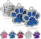 Ibera Gifts - 2 x Chapa Perro Grabada en Forma de Pata con Perdería y Purpurina, Placa Perro Personalizada para Perros y Gatos Pequeños y Medianos, Chapa Identificativa Perro y Gato (Azul x 2)