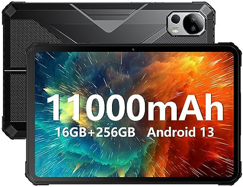 FOSSiBOT DT1 Tablets PC Robusta 10.4''FHD+ 2k, 11000mAh Tablet Android 13,16GB RAM + 256GB ROM (1TB expandible), Rugged Tablet Impermeable IP68/IP69K, Dual SIM 4G LTE, telecámara 48MP PDAF, WiFi/OTG