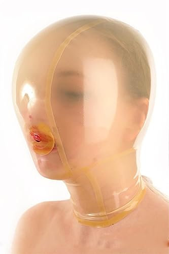 Latex Maske Handgefertigt Extrem Bondage Maske mit Lassen Atemlöcher Vollmaske Sklavin Fetisch Maske für Cosplay Maskerade Halloween Maske Frauen und Männer BDSM Maske Sexspielzeug,XXL,A