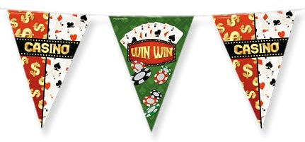PD-Party 7031054 Foil Bunting | Vereiteln Wimpelkette, Doppelseitig, Dreieckig, Partei Dekoration Flaggen - Casino, Mehrfarbig, 1000cm Länge x 30cm Breite x 0.1cm Höhe