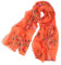 Pluto & Fox Damenschal, bestickt mit Blumen, Seidenschal, Retro-Design, elegant, Halstuch, Stola, orange, 75cm*175cm