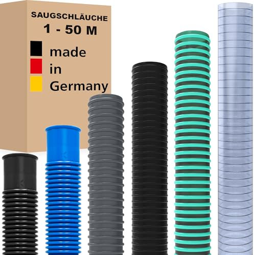 Saugschlauch Spiralschlauch Pumpenschlauch Förderschlauch Wasserschlauch Druckschlauch Poolschlauch - Made in Germany (75 mm (3) - Meterware, Saugschlauch - Grau)