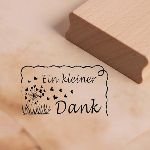 Motivstempel Ein kleiner Dank - Pusteblume Etikett Stempel Holzstempel 48 x 28 mm