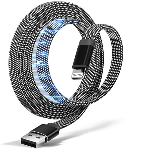 Magtame iPhone Ladekabel, Magnetisch Light-ning Kabel 1M Spiralkabel Aufgerollt, Flach iPhone Original Kabel MFi-Zertifiziert Nylon Geflochten für iPhone 14 13 Pro Max Mini XS XR X 8 7 SE Schwarz