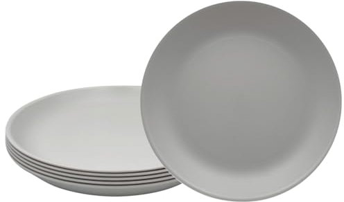 VIRSUS Set 6 Piatti Piani Colorati 950N, Diametro 20,8 cm, Infrangibili e Riutilizzabili, lavabili in lavastoviglie, 100% Riciclabili, Adatti per il microonde, BPA Free (Tortora)