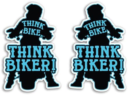2 x 15cm Think Bike Vinyl Stickers - Biker Motorbike Motorcycle Awareness Warning Bumper Safety Car Vehicle Van Sign Decal Sticker #81844