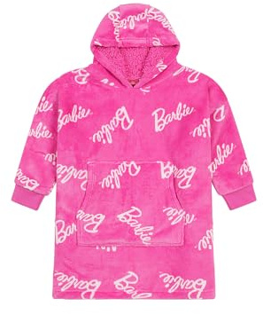 Barbie Sweat à capuche en polaire rose entièrement doublé pour filles, couverture polaire surdimensionnée pour enfants