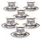 fanquare Fleurs Bleues Tasses à Thé et Soucoupes Ensembles de 6 Bone China Vintage Espresso Tasse à Café avec Garniture Dorée Set élégant thé d'après-midi Service à Thé en porcelaine Cadeaux 80ml