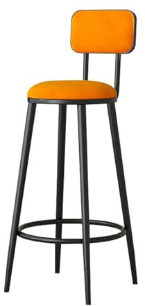 BVDHASDBT Beistellstuhl mit Metallrahmen, Barhocker, hoher Chefsessel, stabile Metallbeine, bequem gepolstert mit Rückenstütze, moderner Esszimmerstuhl (Orange, 75 cm)