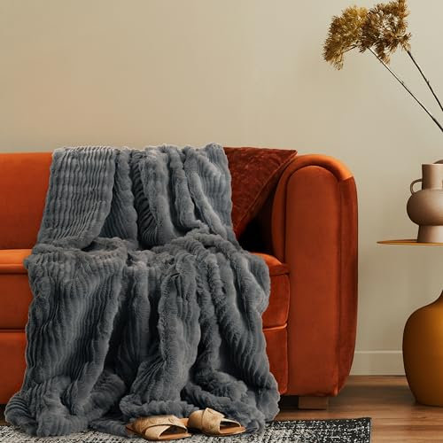 Paco Home Deko Wohnzimmer Decke Kuscheldecke Tagesdecke Waschbar Boho Aesthetic Sofadecke Schlafzimmer Modern Flauschig Waschbar, Farbe:Anthrazit, Größe:150x200cm