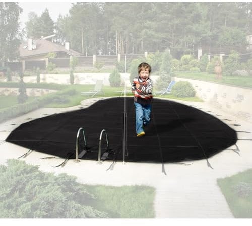 Pool Sicherheitsabdeckung Kindersichere Boden-Pool-Abdeckung, Winter Heavy Duty Runder Pool Laubabdeckungen Für Ovale Pools/ Schutz Masche, Haustiere Kind Baby Drop Schwimmbäder(Black mesh,29ft/8.8m)