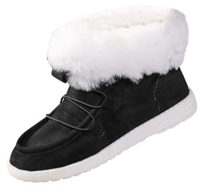 Generico Stivaletti Donna 2024 Stivali Brillantinati Donna Stivali da neve da donna, scarpe da ginnastica casual alla, scarpe casual piatte traspiranti, stivali Stivaletti Donna con Lacci (Black, 40)