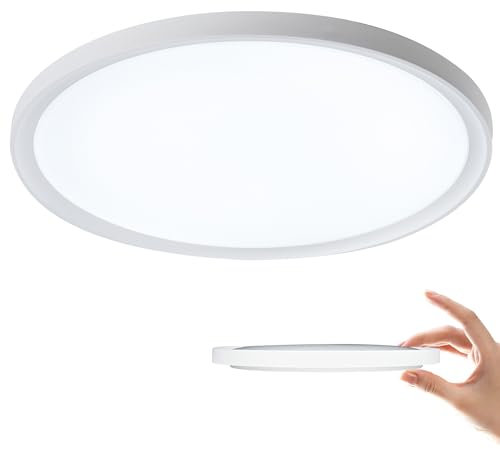 SUBTLETY 36W Warmweiß Deckenleuchte Ø29cm Rund Flach LED Deckenlampe IP44 Wasserdichte 5cm Ultraslim Feuchtraumleuchte Modern Schlicht Lampe für 10-15㎡ Büro Wohnzimmer Schlafzimmer Flur Keller Küchen
