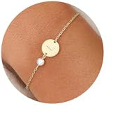 ORAZIO Bracelet Personnalisé Femme Filles Plaqué Or 14 Carats - Bijoux Or Bracelet Ado Fille avec Perle - Cadeau Anniversaire Femme Lettre A à Z