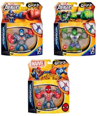 Heroes of GOO JIT Zu - Action Figure Marvel - Assortment of 3, Choose Between; Spiderman, Hulk, Captain America - Multicolor - Stretchable Toy Figure for Children 4+