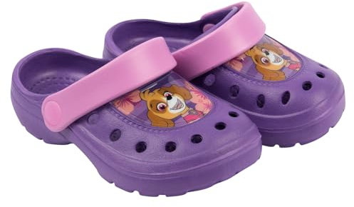 United Labels Paw Patrol Clogs für Mädchen, Lila, 26/27, Kinder Gartenschuhe rutschfest, Pantoletten mit Skye, Hausschuhe