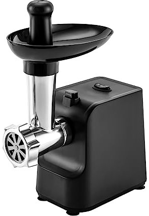 Fleischwolf Elektrisch,Elektrischer Fleischwolf mit Wurstfüller mit 3 austauschbaren Edelstahlschneidplatten und 1- Wurstaufsatz,1.5-2.5kg/min für Rindfleisch, Fisch, Huhn, Sellerie, etc