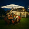 Parasol Inclinable 3M,Parasol de Jardin Extérieur， Lumineux Solaire 24 LED,Parasol Droit,Manivelle，Protection UV，Polyester 180g/m²，Hauteur Réglable, Parasol Plage pour Balcon, Jardin,Terrasse,Beige