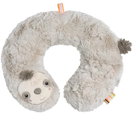 Fehn Nackenstütze Faultier – Nackenkissen mit Tierapplikation – Ergonomische Form des Nackenhörnchens stützt, entlastet und bietet sicheren Halt in Auto, Babyschale oder Kinderwagen