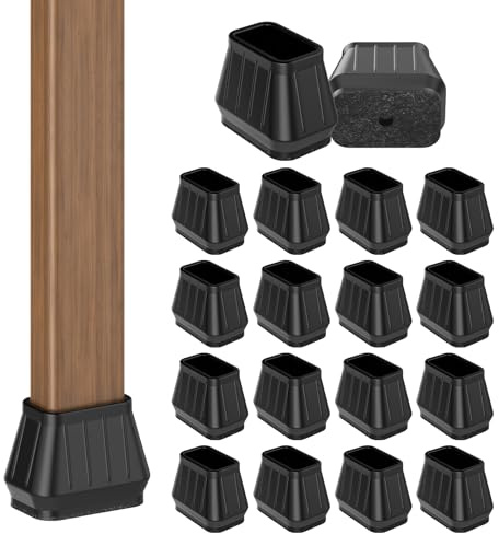 24PCS Rectangular Chair Leg Floor Protectors for Hardwood Floors, Thicken Rubber Chair Leg Cap Covers, Non Slip Furniture Leg Pads to Protect Wood Tile Floors from Scratches and Reduce Noise