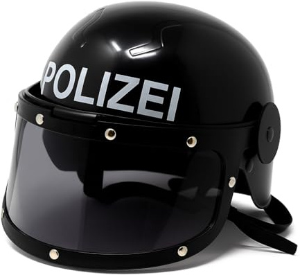TrendandStylez Kinder Helm POLIZEI, Police, Visirhelm Polizist, Kinnriemen, Visir hochklappbar verstellbarer Polizeihelm als Kostüm Zubehör für Jungen & Mädchen zu Karneval & Fasching