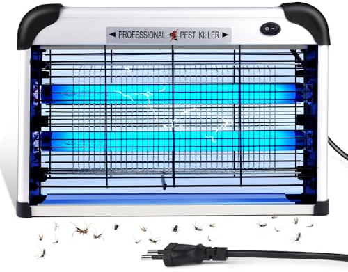 Hefite Insektenvernichter elektrisch, 3500V Mückenlampe mit 20W UV-Lampe, Mückenfalle Fliegenfalle elektrisch mit Sicherheitsgitter für Zuhause, Schlafzimmer, Büro, Terrasse, Garten