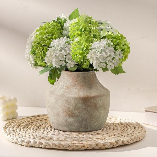 KRYSTHIA Ceramic Flower Vase, Decorative Terracotta Vase, Rustic Vases for Home Decor, Farmhouse Vintage Vases for Living Room, Kitchen, Bedroom, Office, Coffee Table, 14CM (Brown)