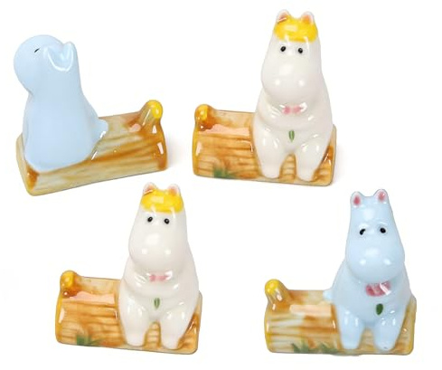 Vay Forwarg Ceramic cutlery holder 4-piece cute chubby hippopotamus, animal series cutlery holder, chopsticks, cutlery and table decoration