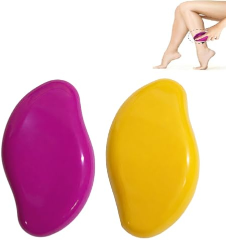 Quesuc 2 Piezas Depilador De Cristal Piedra De Nano-Depilación Depilador Y Exfoliante De Cristal Portátil Vidrio Mate Para Depilación Fácil En Espalda Y Brazos Amarillo, Rosa Magenta