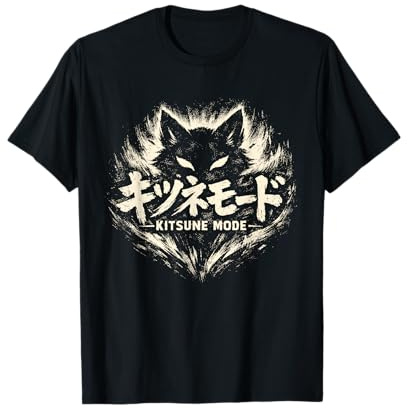 Kitsune Mode Spirito Volpe Giapponese Kanji Bold Maglietta