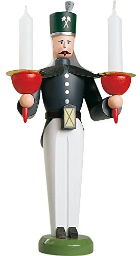 Seiffener Volkskunst | erzgebirgische Volkskunst | Lichterfigur Kerzenhalter-Figur| Handgefertigte Traditionsfigur aus Holz | 26 cm | 13321 | Bergmann