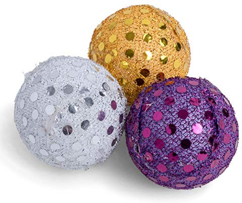 Petface Glitter Kugeln Katze Spielzeug (Pack von 3)