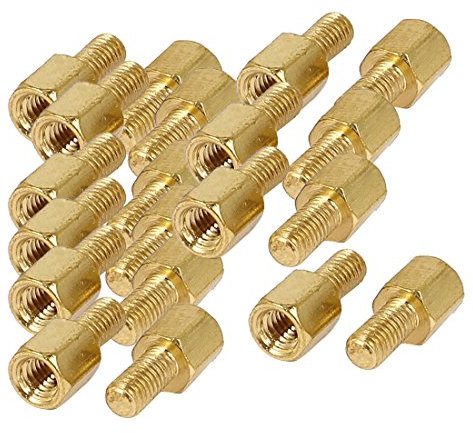 sourcing map M3 x 5mm + 6mm Motherboard Abstandshalter Stecker zu Innengewinde Messing Hexagon Hex Abstandshalter Schrauben - (20 Stck.)