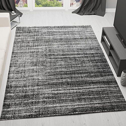 VIMODA Teppich Anthrazit Modern Schwer Dichter Hoher Flor Mehrfarbige Melierung mit Used Optik, Maße:120x170 cm