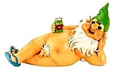 Unbekannt Nackter Gartenzwerg mit Bier und Zipfelmütze Zwerg 26 cm XL (Grün)