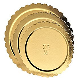 VASSOIO SOTTO TORTA PIATTO ALA ORO 10PZ CIRCOLARE CARTONE DORATO TRASPORTO DOLCI (28 CM)
