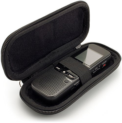 iGadgitz U6584 Eva Reisverschluss Tragbare Hart Schutzhulle Etui Kompatibel mit Digitale Diktiergerate (Innenmasse: 125x50x22mm) - Schwarz