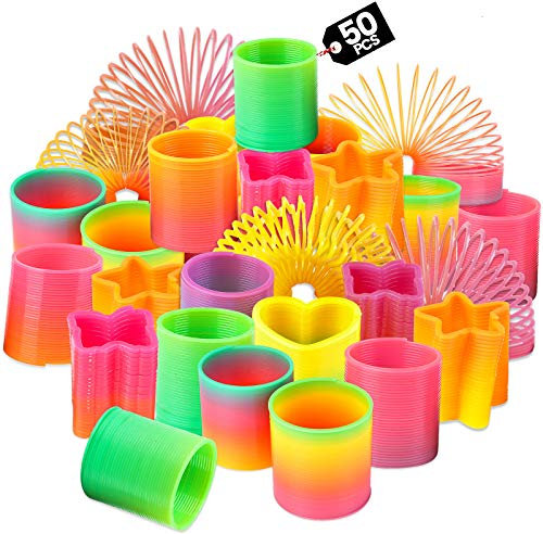 Bedwina Regenbogenspirale Sortiment – 50 St. Mini Regenbogen Spirale für Kinder | Leuchtende Farben & Formen, Mitbringsel Kindergeburtstag, Party Mitgebsel und Kleine Geschenke Adventskalender Kinder
