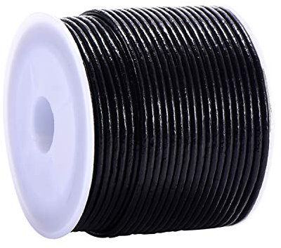 DonDon Lederband rund 15 Meter Rolle schwarz 2 mm
