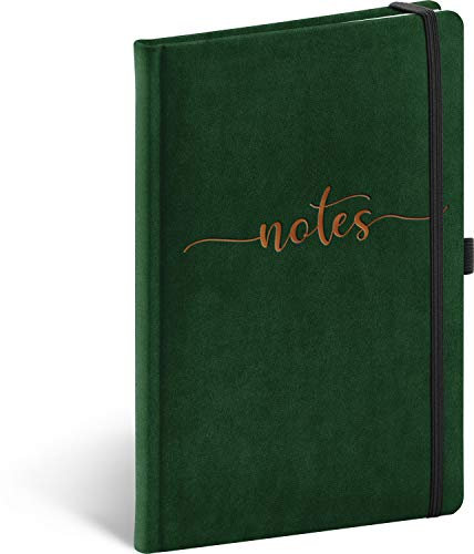 PRESCO GROUP A.S. Velvet Notizbuch mit Gummiband liniert, Samt Notizblock für Frauen und Mädchen, Tagebuch Journal Notebook für Schule und Arbeit (Typo)
