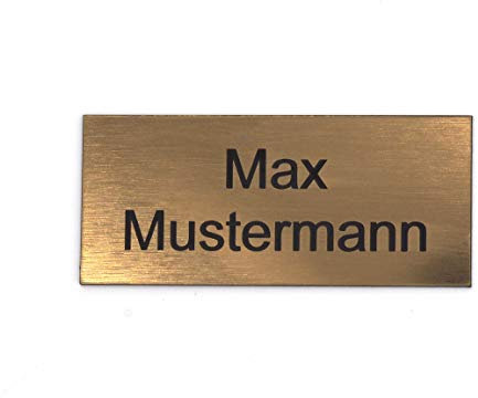 Gravurheim Briefkastenschild Türschild individuelle Gravur Name | selbstklebend - personalisiert | Kunststoff - Plastik | viele Farben und Größen (8x3,5cm Rechteck, Gold-Schwarz)