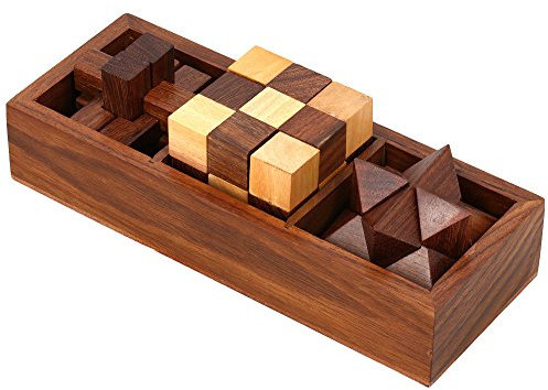 Ajuny Coffret de Jeux de Puzzle en Bois – Casse tête 3D Stimulants pour Adolescents et Adultes Boîte de Rangement Décorative pour Test de QI Cadeaux de Jeu Fabriqués à la Main