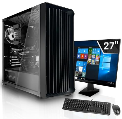 SYSTEMTREFF Office Komplett PC Set AMD Ryzen 7 5700G 8x4.6GHz | AMD Radeon RX Vega 8 4K HDMI DX12 | 512GB M.2 NVMe | 16GB DDR4 RAM | Silent Desktop Paket Computer Rechner für Büro Business Multimedia